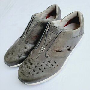 KIZIK Men's Gray Leather Boston HandsFree Slip-on Sneakers - Men's 11 M